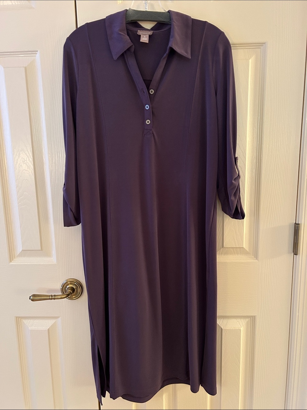 Chico's Deep Plum Collared Midi Dress